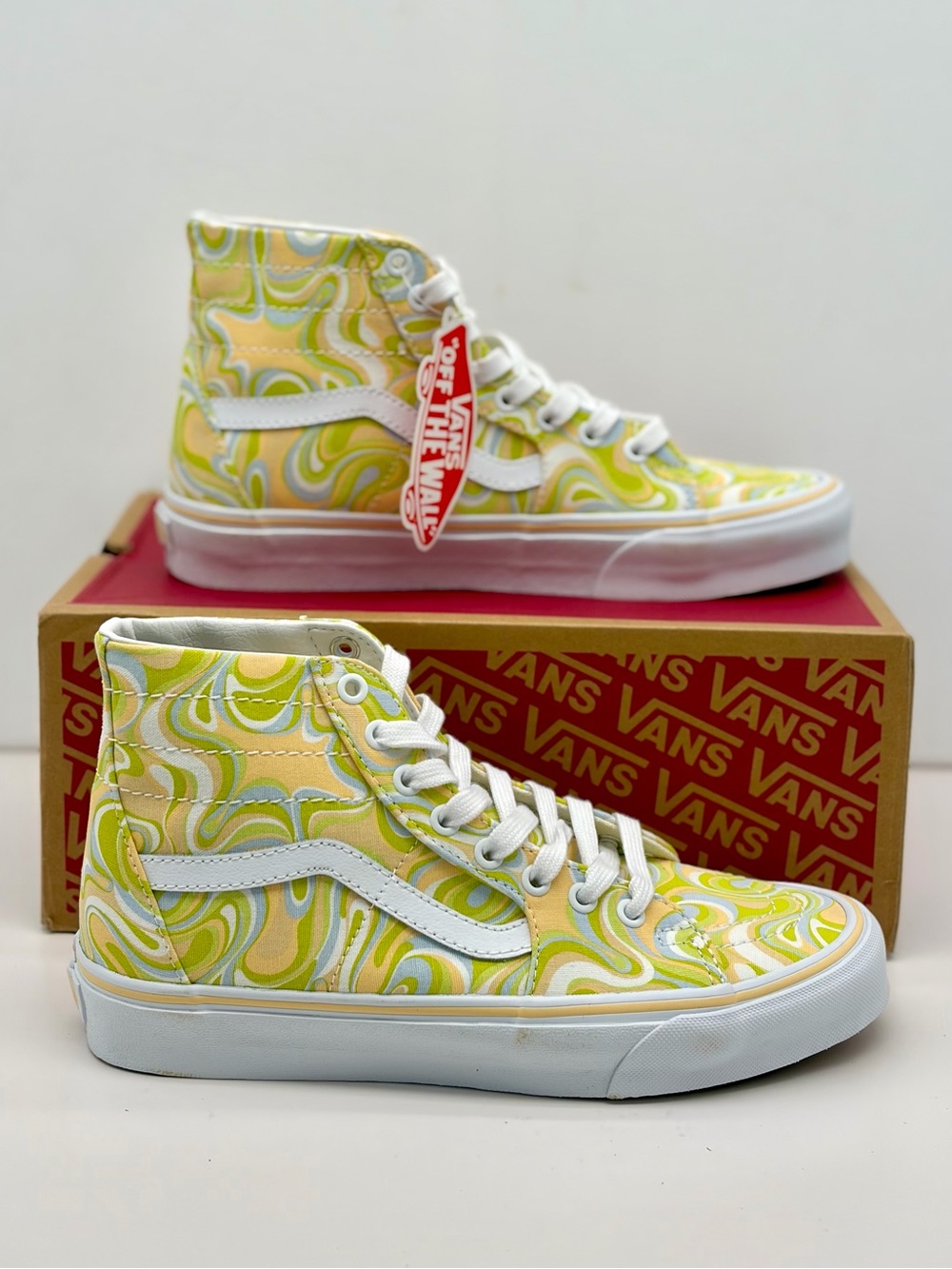 Vans Sk8-Hi Tapered Yellow & Green Swirl High-Top Sneakers